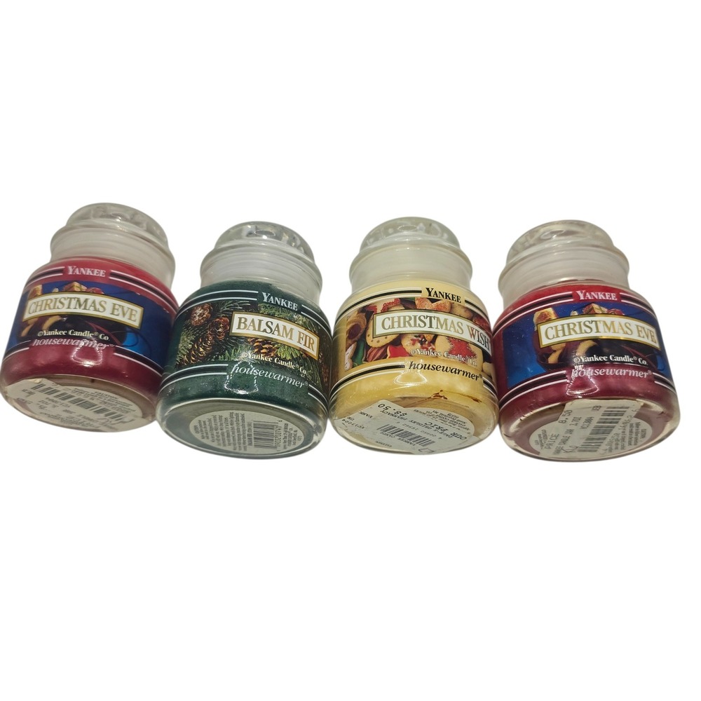 Vintage Yankee Candle Lot of 4 Black Label Small Jars Retired Christmas Scents